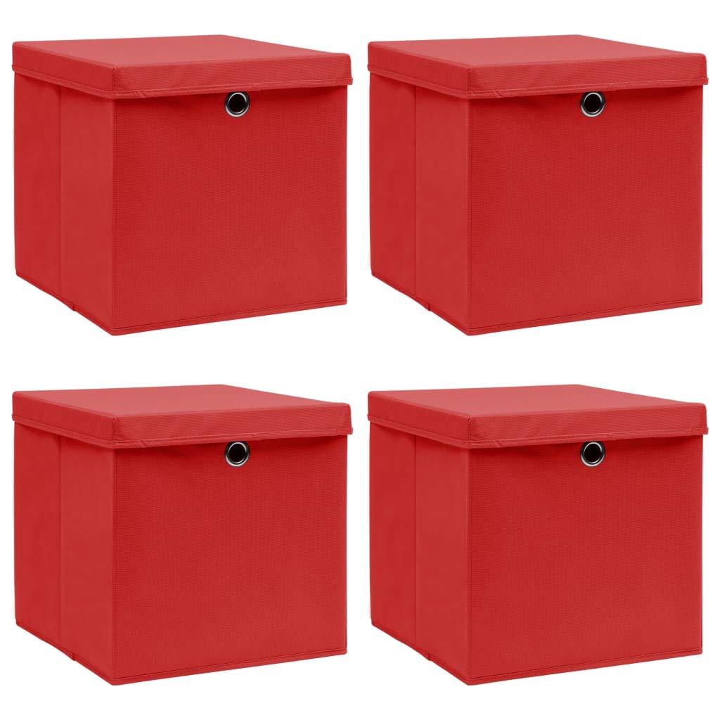 ZEYUAN Aufbewahrungsboxen mit Deckel 4 STK Spielzeugkiste, Aufbewahrungskiste, Kleideraufbewahrung, Kleideraufbewahrung & Organisation, Rot 32×32×32cm Stoff