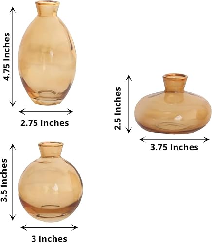 Miniatura 3 de Efavormart - Juego de 3 centros de mesa pequeños de cristal dorado con borde dorado metálico, jarrones de flores modernos, varios tamaños