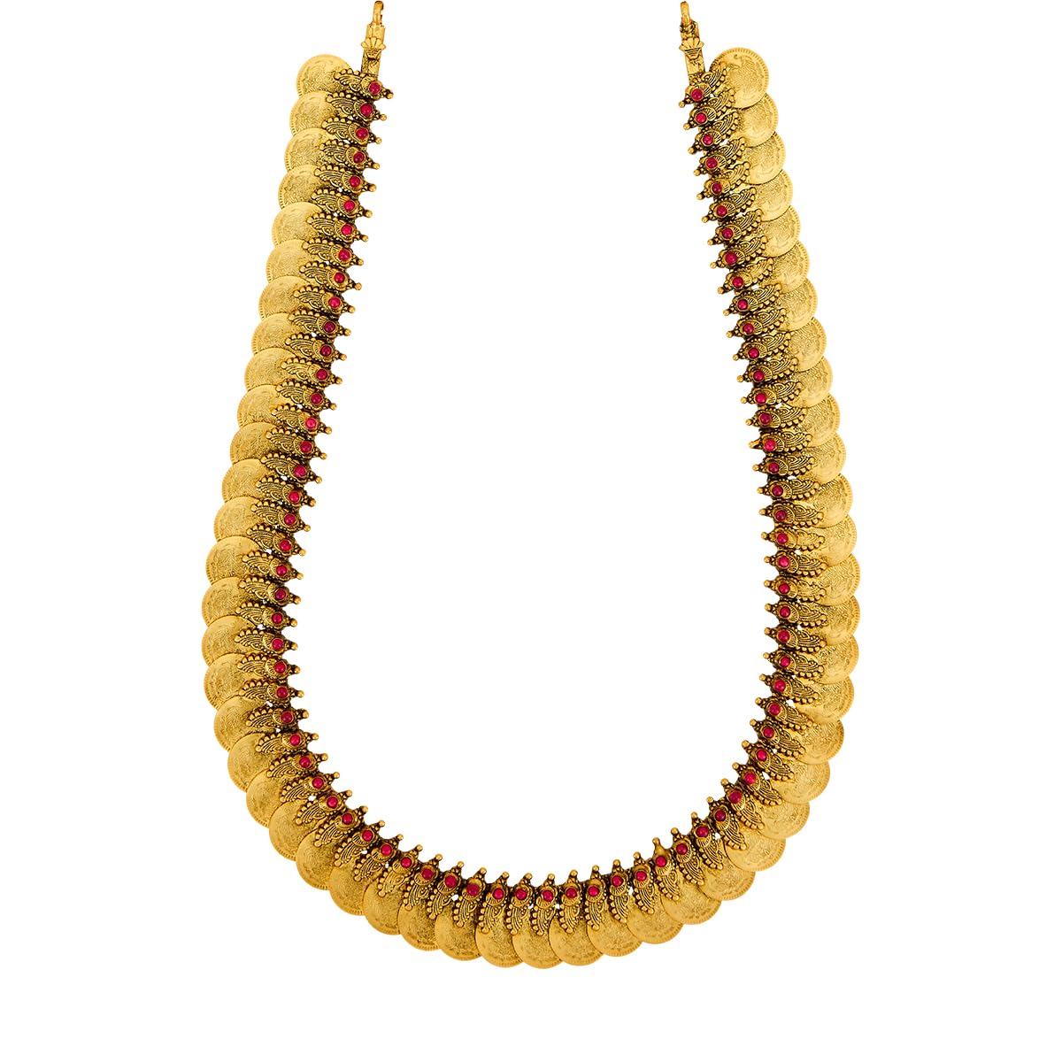 KUSHAL'S Fashion Jewellery Ruby Oxidised Gold Plated 92.5 Silver Temple Long Necklace for Women | Adjustable Thread | Brid... - Review, Price and Buying Guide