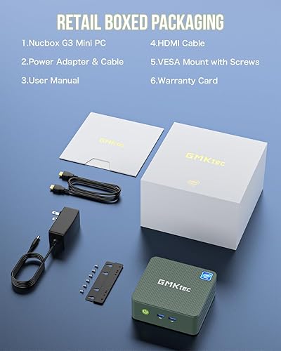 Miniatura 9 de GMKtec Mini PC N100, Windows 11 Pro preinstalado, G3 Intel Alder Lake N100 (3.4GHz), 8GB DDR4 RAM 256GB PCIe M.2 SSD, computadora de escritorio 4K