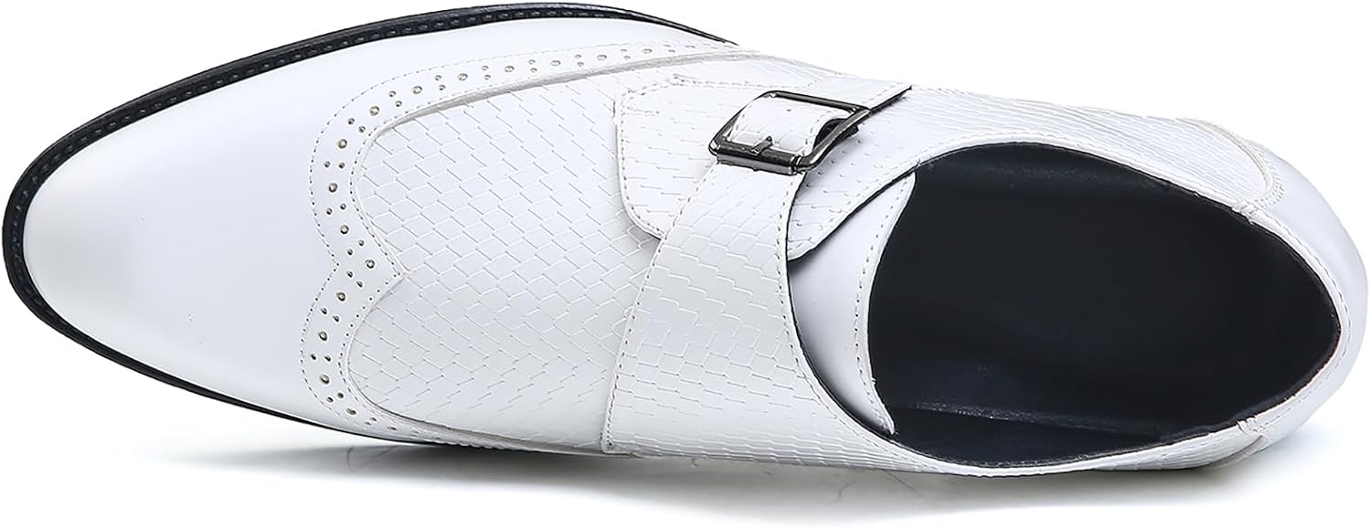 Men’s Crocodile Print Monk Strap Dress Shoes with Wingtip Classic Leather Slip On Low Heel Plain Toe Loafers for Business Wedding Office