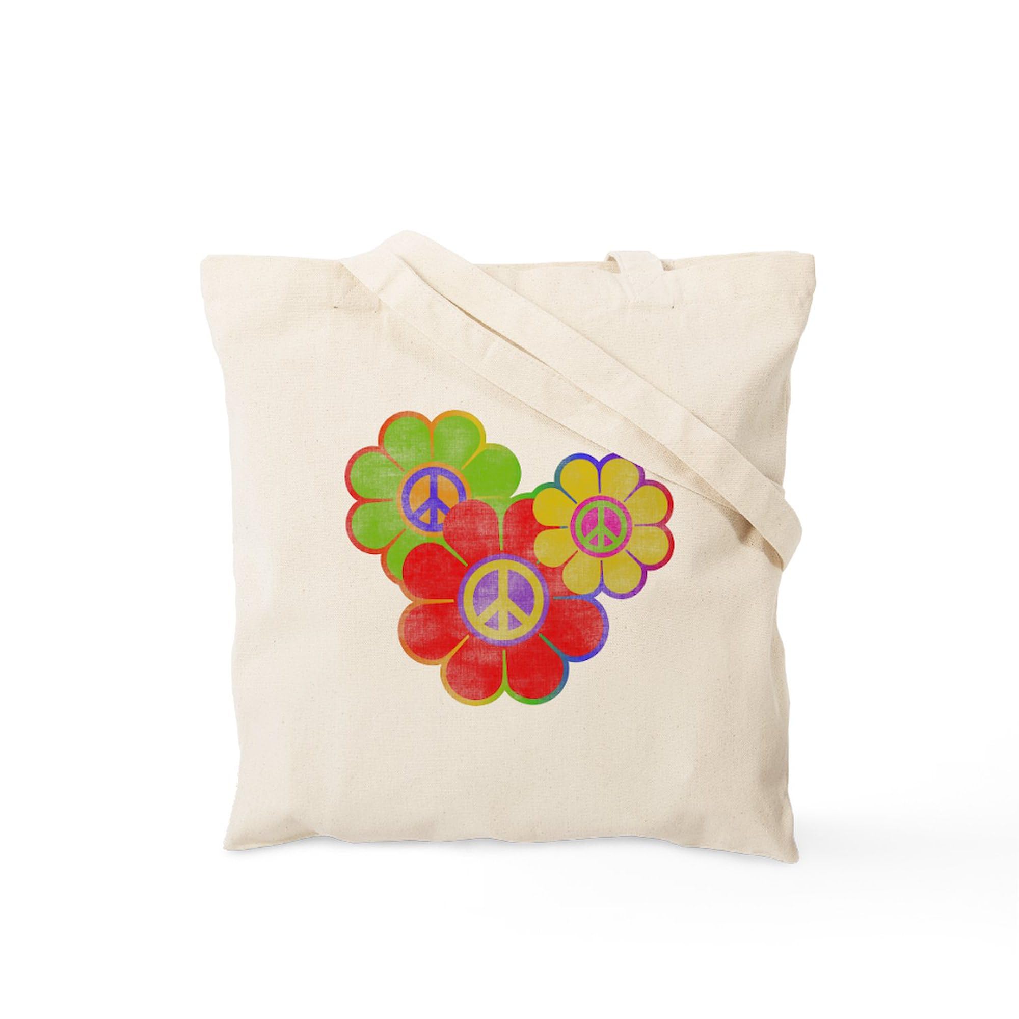 CafePress Flower Power Tote Bag Natural Canvas Tote Bag, Reusable Shopping Bag