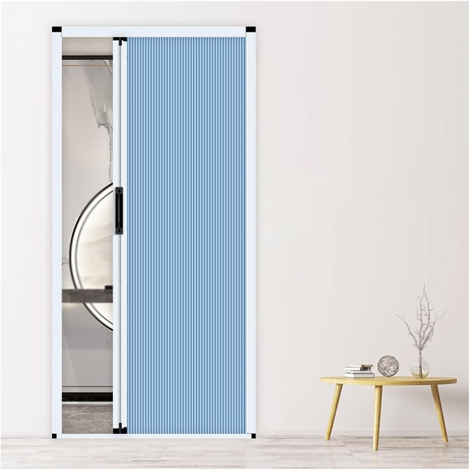 Nevthar Closet Sliding Door Internal Folding Accordion,Accordion Doors for Doorway Blackout,with Aluminum Frame Retractable Shower,with Handle &Cellular Fabric,Upper/Lower Rail,with
