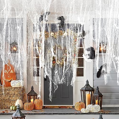 Yobbai Halloween Creepy Cloth Multiple Colors and Sizes - Halloween Decorations Clearance- Creepy Spooky Decorations Outdoor Indoor (White, 30x400inch)