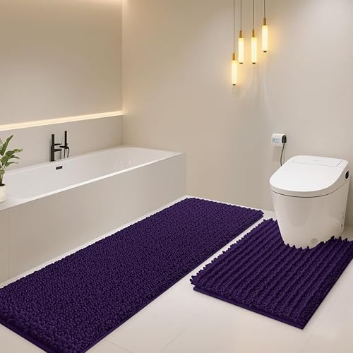 Miniatura 8 de ACCUMTEK - Tapete de felpilla para baño, ultra suave, grueso y absorbente, antideslizante, para baño, dormitorio, cocina, extragrande, juego de 3
