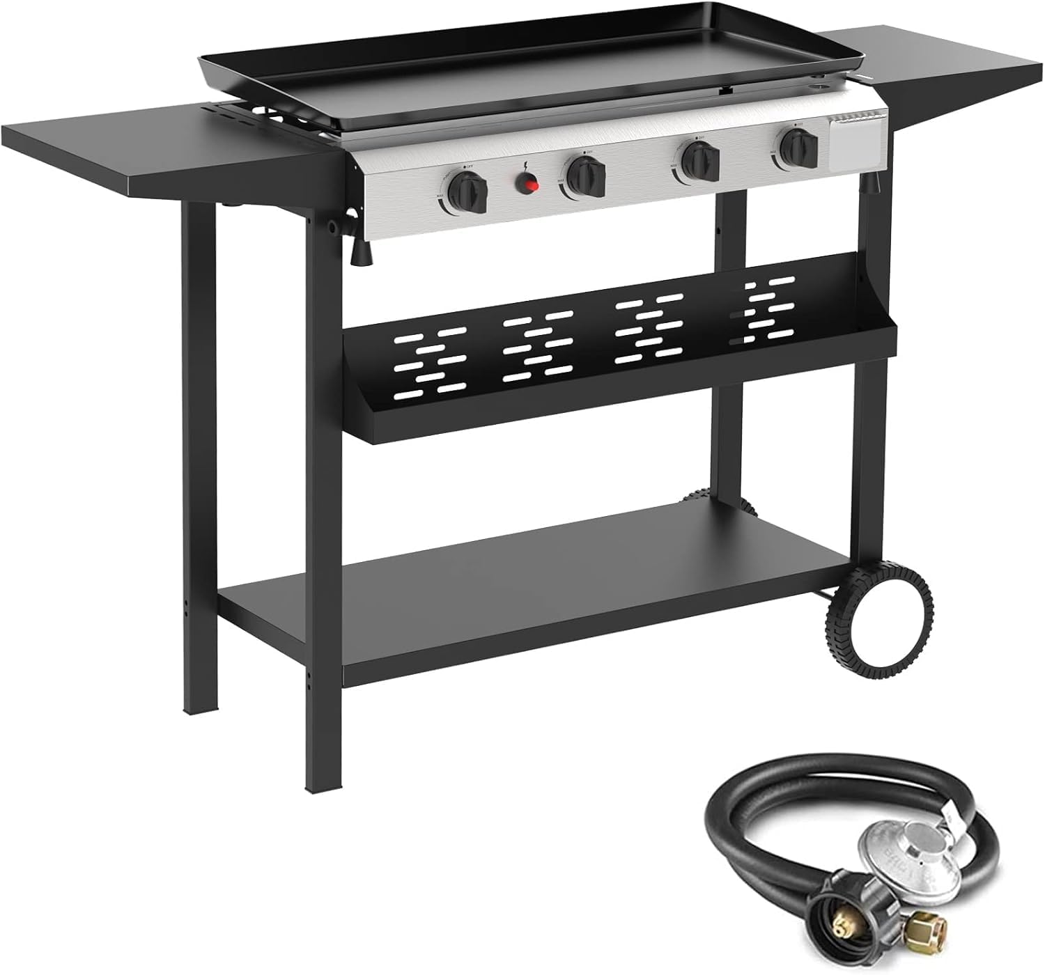 4-burner flat-top propane griddle, 30 in stainless steel
