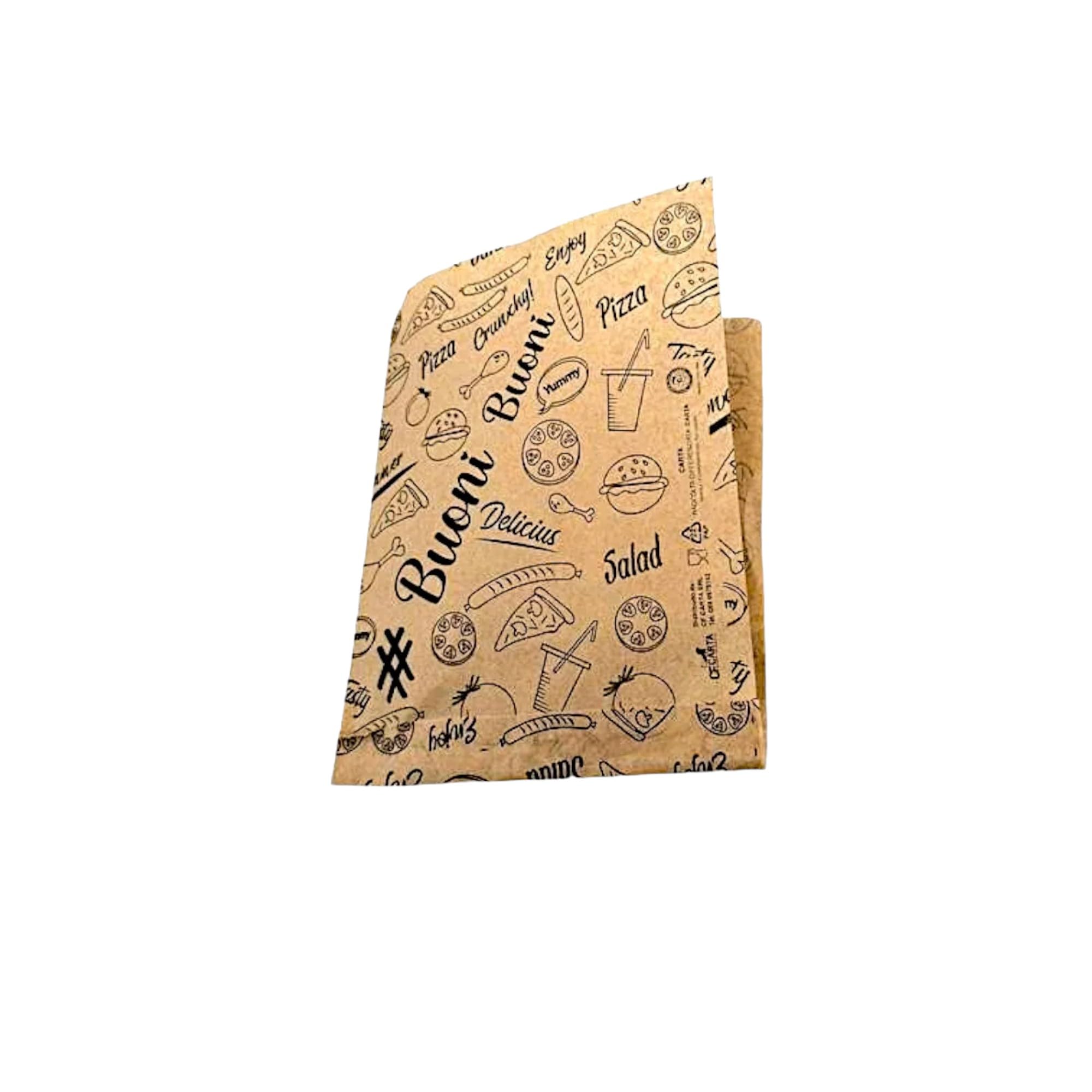 Sacchetti di carta avana Antigrasso 15x20#Buoni buoni - apertura laterale - 1000 pezzi