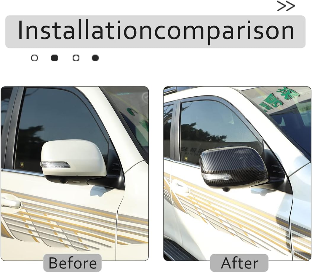 Car ABS Outside Side Door Scratch Resistant Mirror Cover Trim Fit for Land Cruiser 200 LC200 2012-2021 Prado FJ150 2010-2019,Exterior Accessories (Carbon Fiber)