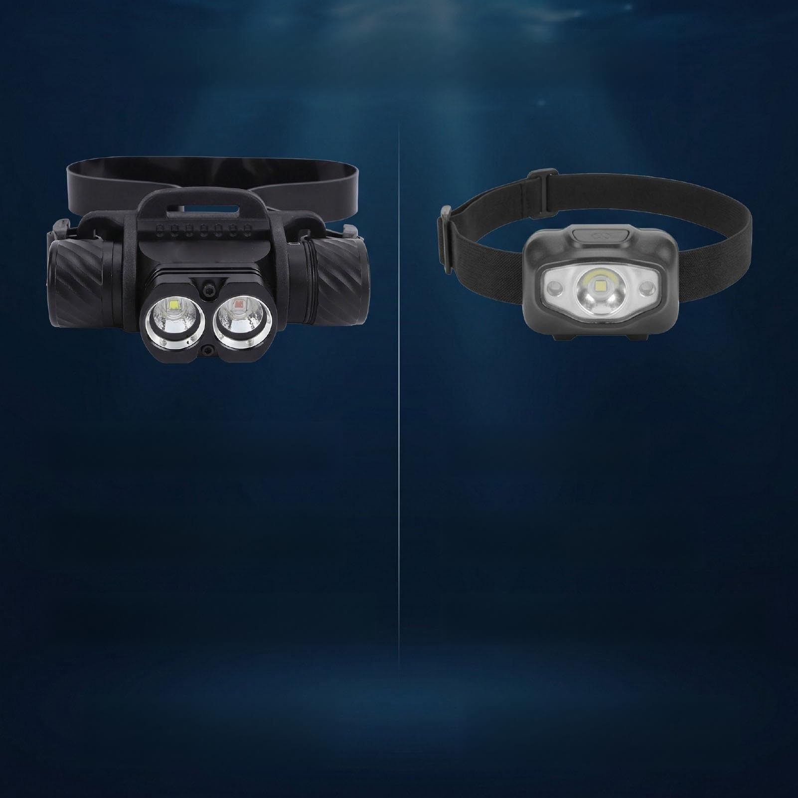 POENVFPO Tauchscheinwerfer, 3000 Lumen Heller Unterwasserscheinwerfer mit 7 Stunden Laufzeit, IPX8 Wasserdicht 60 M, Zum Tauchen, Sportfischen