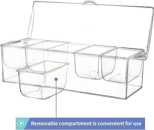 Miniatura 5 de MOLIGOU Bandeja de servir fría, bandeja de fiesta de hielo con tapa, 4 compartimentos bandeja para servir aperitivos en hielo