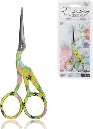 Vista 39 de JubileeYarn - Tijeras de cigüeñas de acero inoxidable para bordado, tamaño pequeño, color amarillo, 1 par Cigüeña Pequeña Amarillo