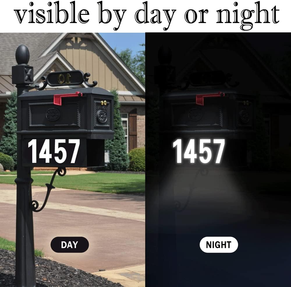 Mailbox Numbers, Reflective Mailbox Numbers for Outside, Modern Number Vinyl Waterproof Mailbox Stickers, Strong Adhesive Numbers for Mailbox with Scraper and Masking Tap, (5 Sets, 2 Inch)