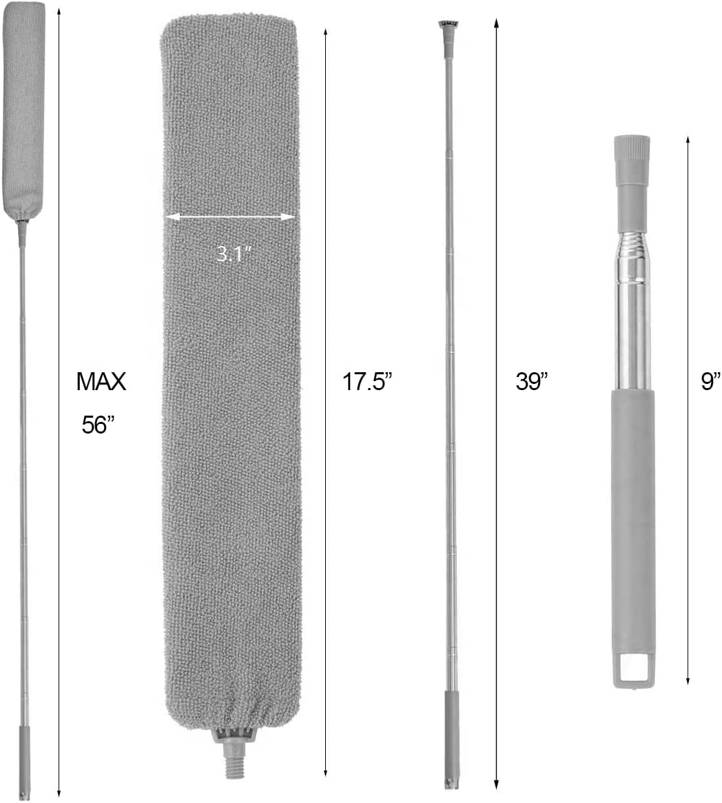Loteaf Gap Dust Brush for Cleaning Under Appliances with Telescoping Long Handle 60 inches Washable and Retractable Gap Duster Brush Feather Duster for Under Furniture Couch, Fridge, Washer Cleaning