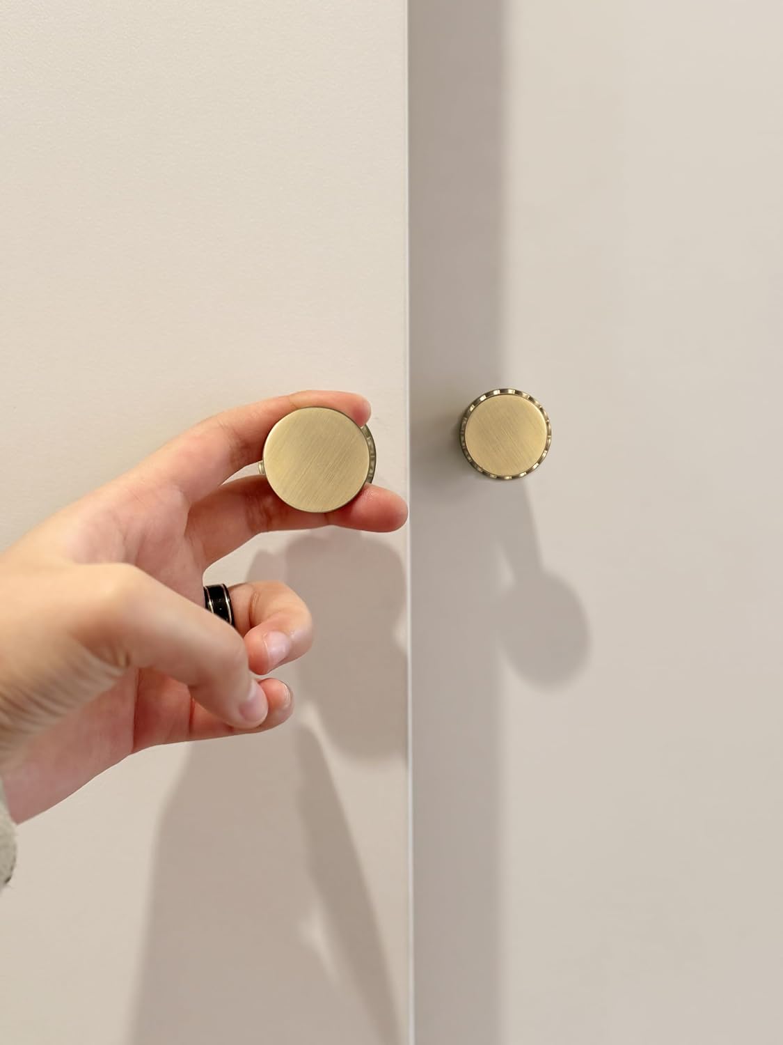 Goo-Ki 6 Pack Cabinet Knobs Champagne Bronze Drawer Knobs with Backplate Zinc Alloy Kitchen Hardware - Vintage Brass Single Hole/Screw Bar Cabinet Pulls with Spacer
