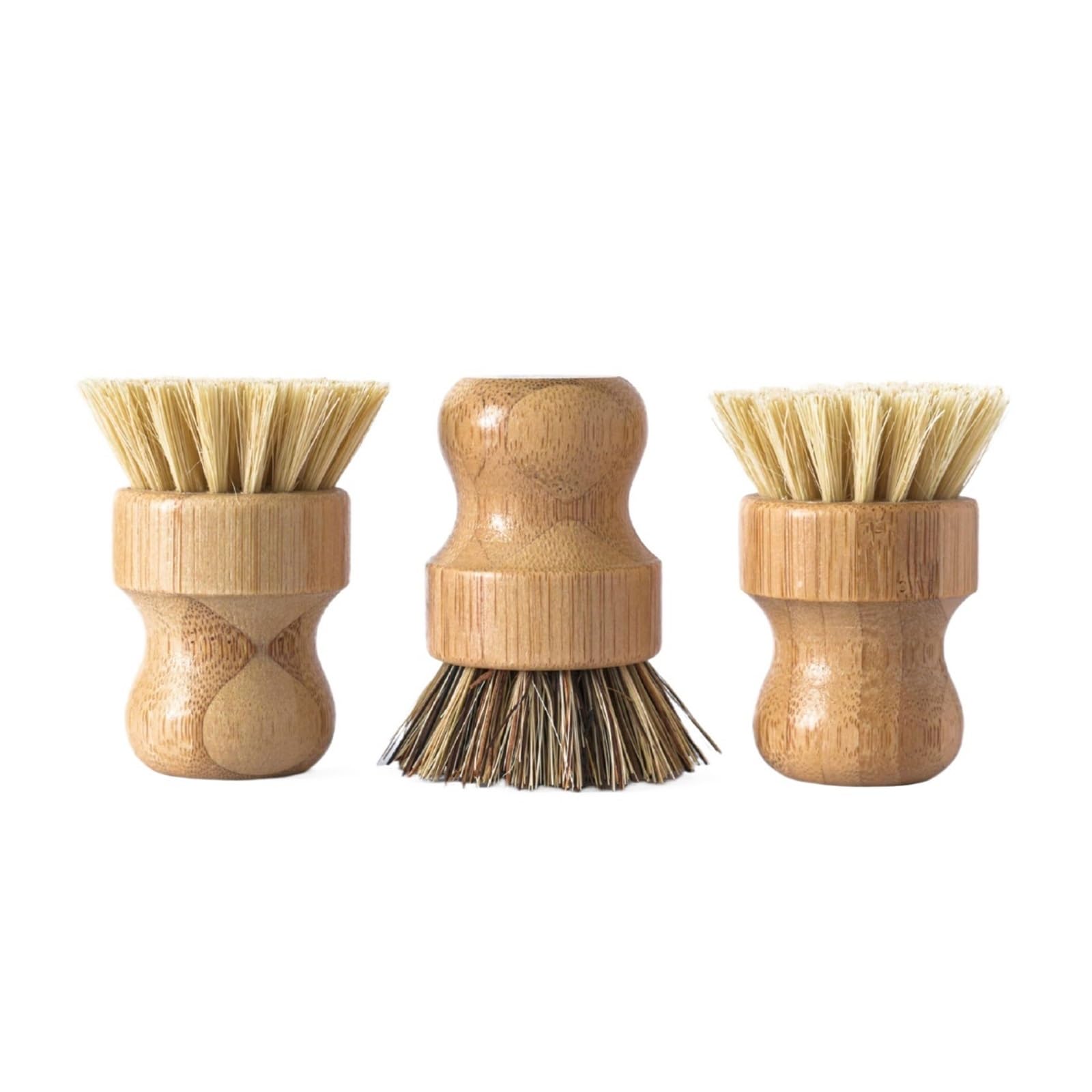 WZPTLKIBAD Bamboo Dish Brush, Round Scrubber for Pots Pans Sink