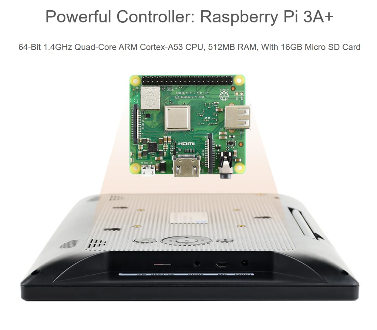 TUOPUONE 13.3inch HD Touch Screen Mini-Computer Compatible with Raspberry Pi 3A+ 1920×1080 Pixels Resolution USB / ETH Ports IPS Display Panel