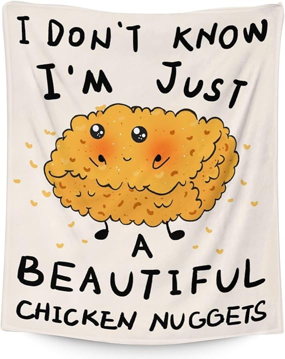 Mercuryelf Chicken Nugget Blanket - Soft, Fuzzy & Warm - 60x80 Inches Flannel Throw Blankets for Bed, Couch - Beige Cute Throws Gift for Women, Men