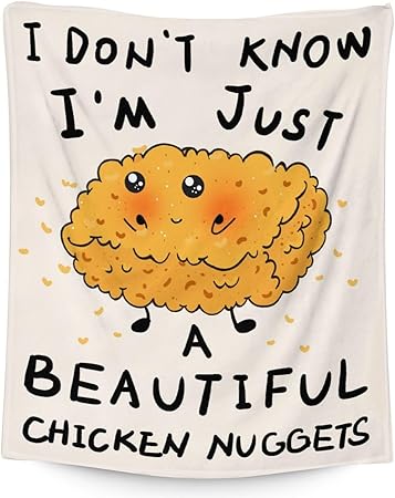 Mercuryelf Chicken Nugget Blanket - Soft, Fuzzy & Warm - 60x80 Inches Flannel Throw Blankets for Bed, Couch - Beige Cute Throws Gift for Women, Men