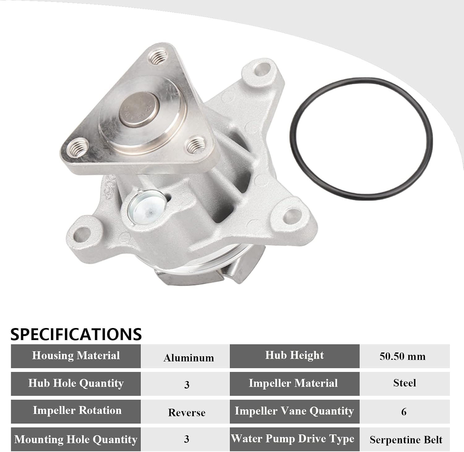 01016 Water Pump for Ford EcoBoost & Duratec [2.0/2.3/2.5] Engine, 2012-15 Explorer/05-19 Escape/01-12 Ranger 03-18 Focus, 06-20 Fusion Taurus, 03-15Mazda 3/5/6 etc, Land Rover/Lincoln/Mercury