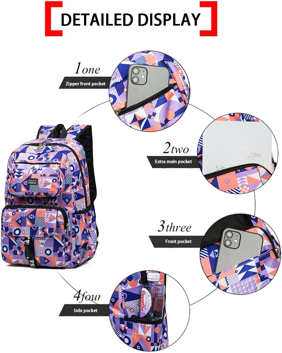 ORILOOSEN Leisure Backpack for Girls,School Bookbags for Primary and Middle School,Water Resistan Backpack (Purple) - Image 3