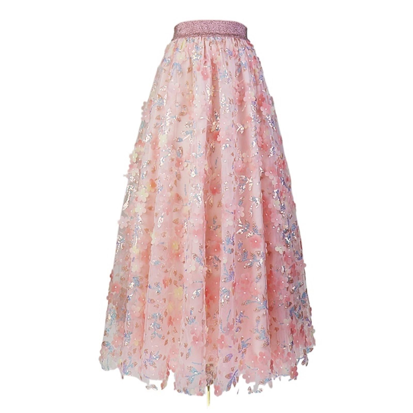 Gonna in Rete con Fiori Ricamati Paillettes Glitterate Weet Fairy