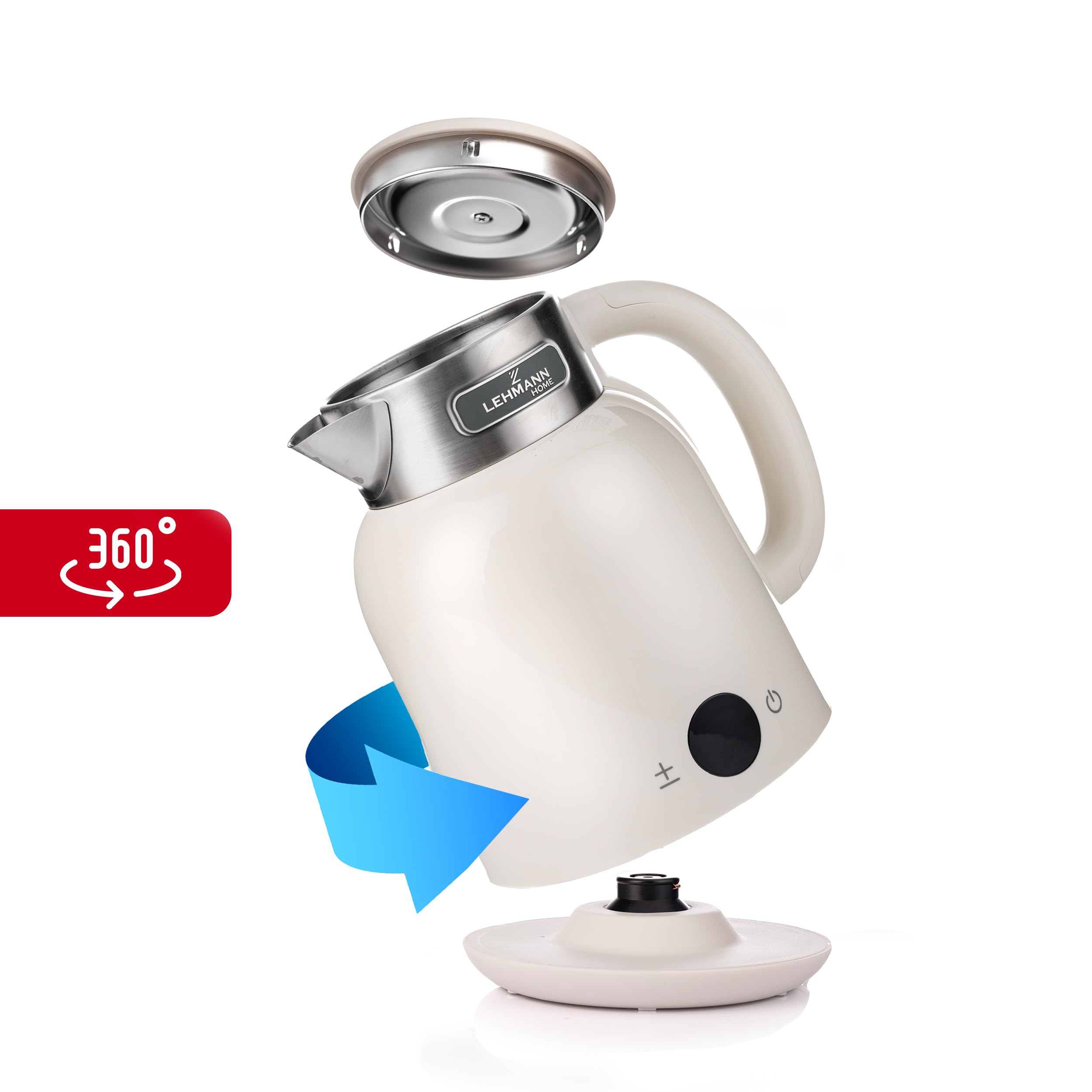 LEHMANN Bouilloire Électrique avec Temperature Réglable de 40-100°C, 1,5 L, 2200 W, Ebullition Rapide, Fonction de Maintien au Chaud, Écran LED, Acier Inoxydable, Arrêt Automatique, sans BPA
