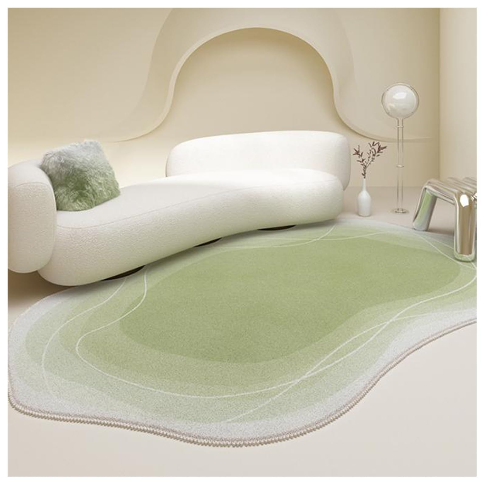 Tapis en cachemire moderne et irrégulier lavable pour salon