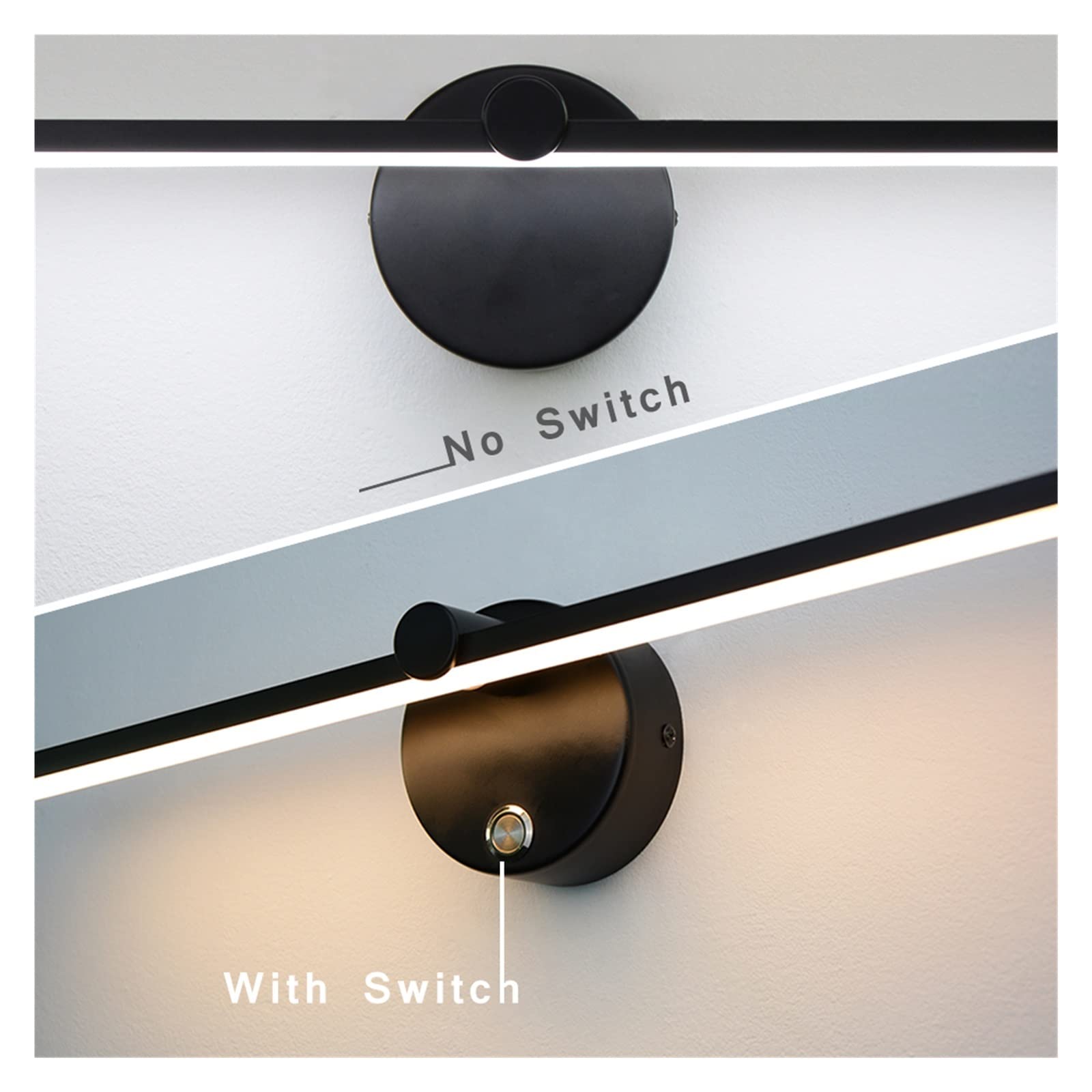 Luci da parete a LED per camera da letto 8 W Luci per interni regolabili 4000 K Bianco e Nero Applique da parete per la decorazione domestica Illuminazione a specchio da comodino con opzione