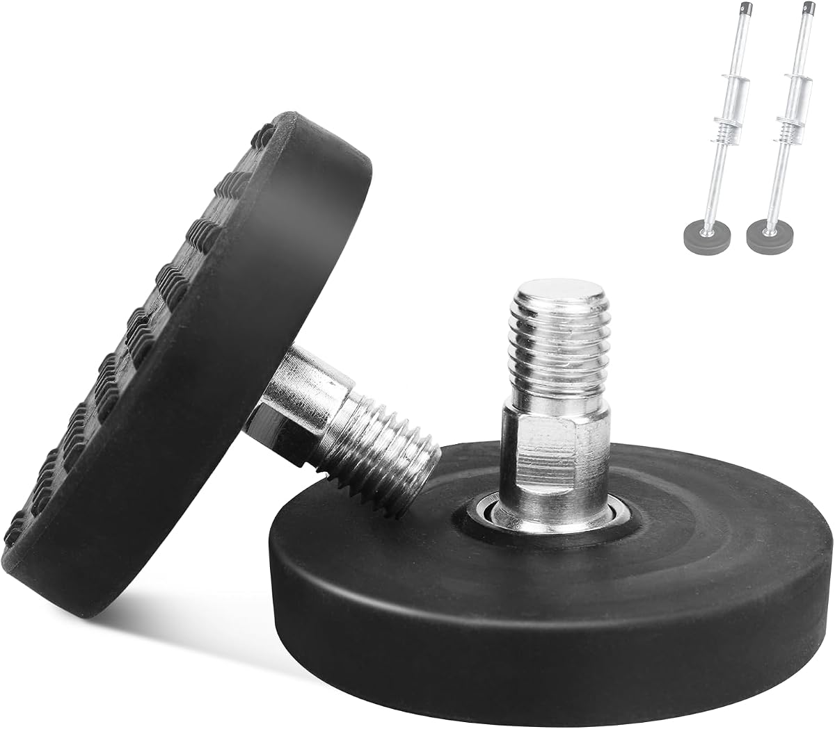 Ladder Leveler Rubber Feet for Type I,II and IA Extensions, 1 Pair | Replacement Rubber Feet fit for Ladder Stabilizer Legs, with Anti-Slip Threaded, Heavy duty, Stable Fixation