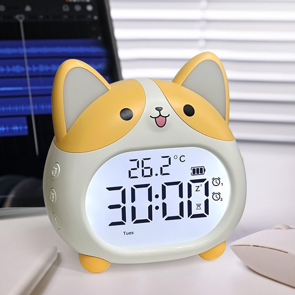 Amazon.co.jp: Hifeoos 子供用目覚まし時計 かわいい 犬型 時計 タッチ