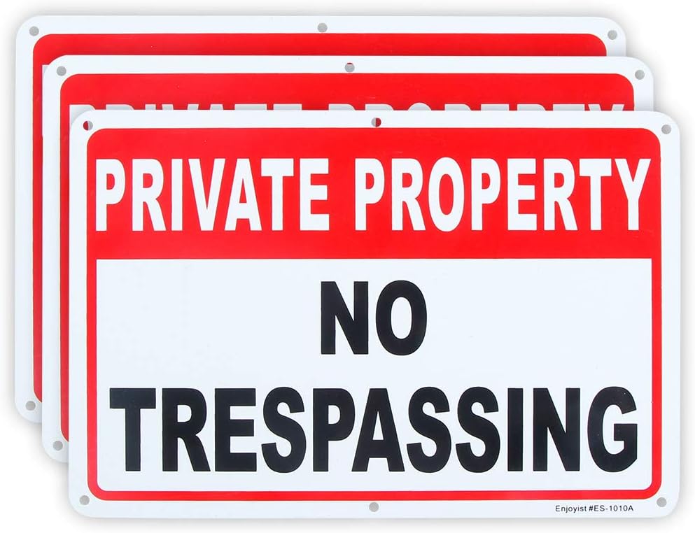 3 Pack Private Property No Trespassing Sign 10"x 7" .04" Aluminum Reflective Sign Rust Free Aluminum-UV Protected and Weatherproof