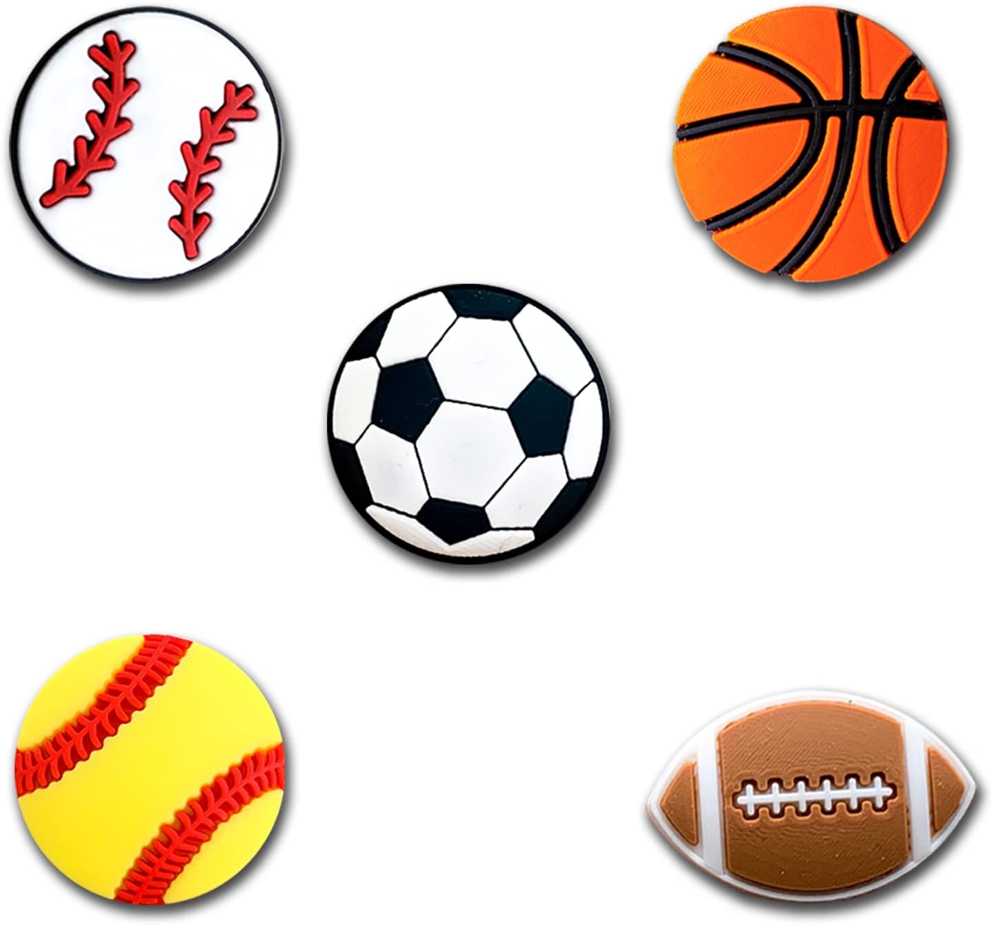 Tashrasia 25Pcs Sports Shoe Charms for Clogs Sandals Bracelet Wristband Slippers Water Shoes, Baseball Softball Soccer Football Basketball Shoe Decoration Charms for Boy Girl Women Men