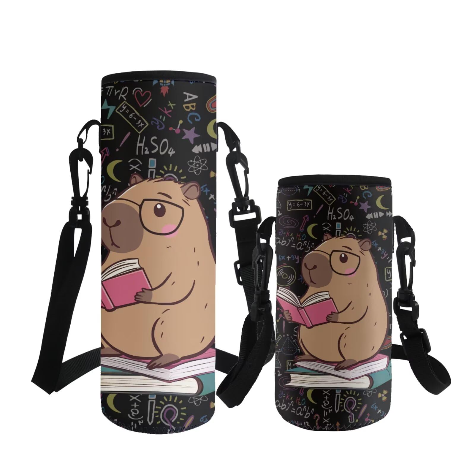 ASQVTIFE Capybara Kids Water Bottle Carrier with Adjustable Strap Animal Designs Cute Hydrobag Crossbody Water Bottle Holder School Toddler Kindergarten Elementary Sports Camping Travel L — image 1