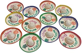 Mini Mexican Sombrero, Pack of 12 Viva Fiesta - 2.25 Inches Wide Mini Hats for Cinco De Mayo Party for Bottles