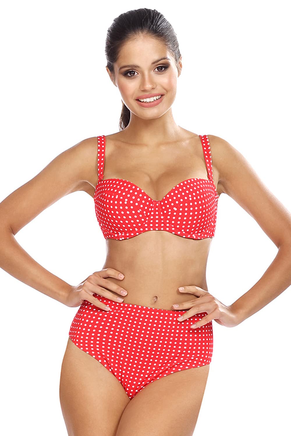 LORIN Bikini Femminile A Pois 2 Pezzi L2430/2, Arancione,44/4C