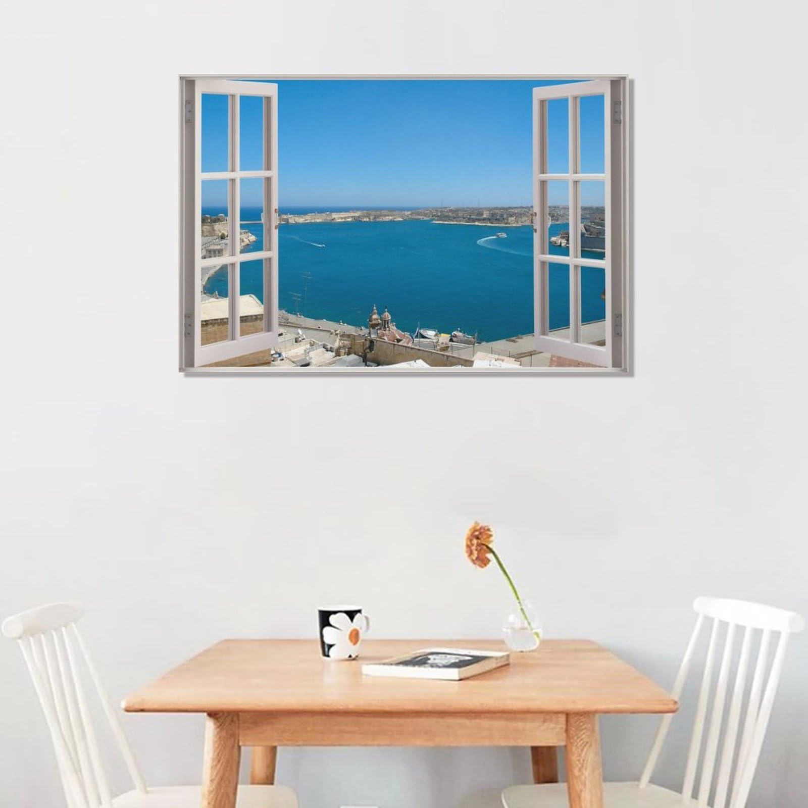 Amazon.co.jp: 絵画 窓の外の青い海の景色インテリア 絵画 素晴らしい