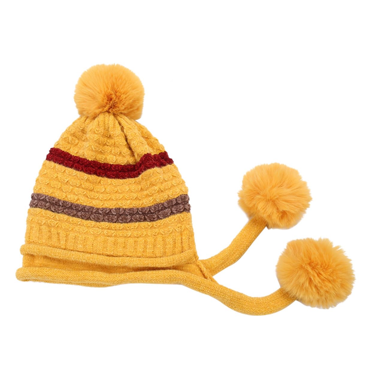 SHERCHPRY 3piezas Gorro De Lana Pompones para Mujeres Sombrero Térmico Cálido De Esquí para Invierno Diseño Cómodo y Elástico Color Amarillo Único