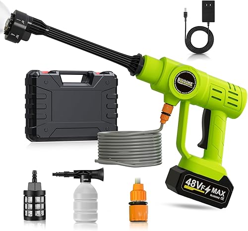 Lavadora a presión inalámbrica, lavadora eléctrica portátil con batería de 3.0 Ah y boquilla 6 en 1 para automóvil, valla, piso, limpieza de patio y