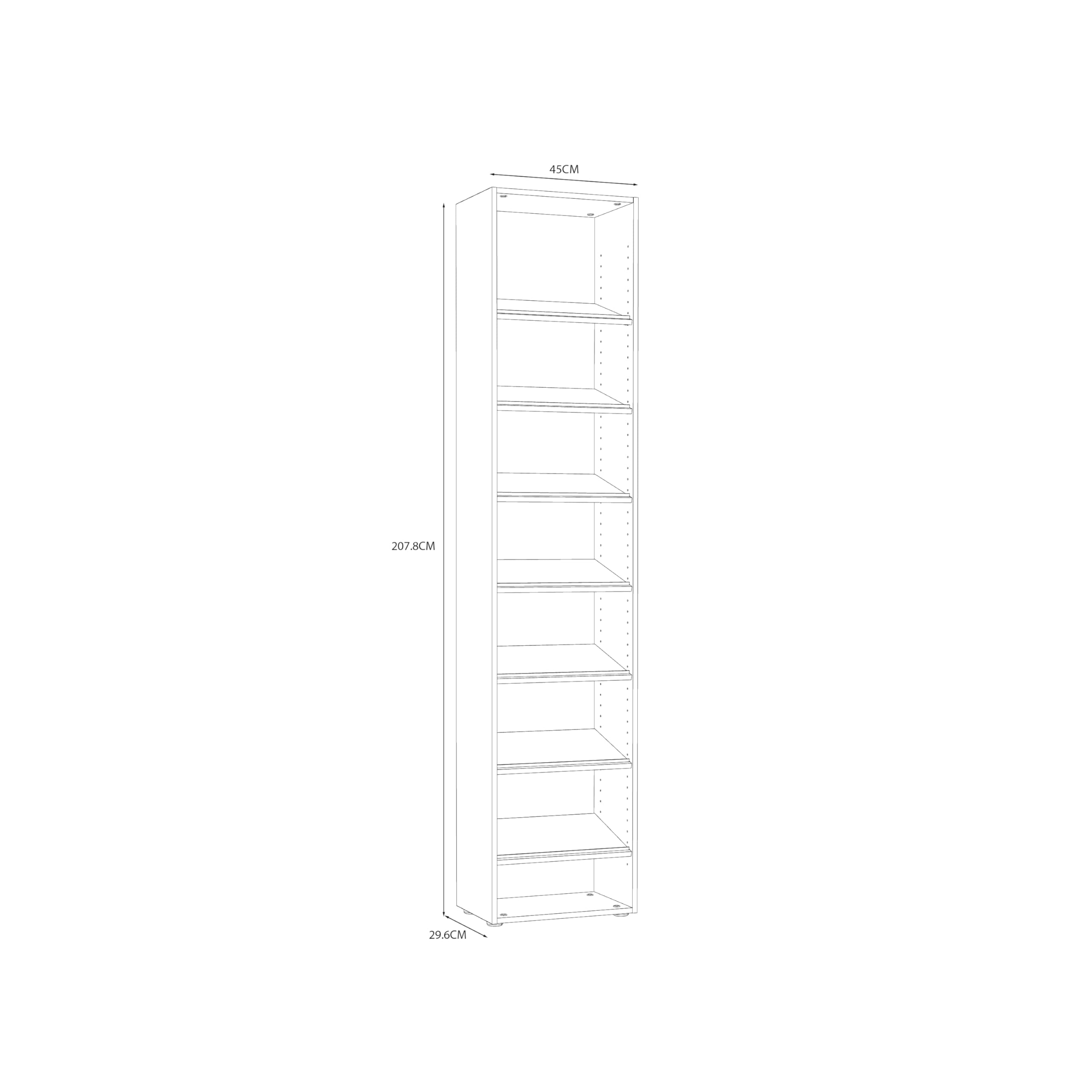 Forte Canberra Scarpiera 46 Cm Con 8 Scomparti - Bianco E Nero Opaco, Sottile E Moderna, In Legno, 206.5x46x29.5 Cm