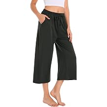 Annenmy Womens Capri Yoga Pants Wide Leg Gym Shorts Quick Dry Drawstring Pants Loose Workout Capris Sweatpants with Pockets