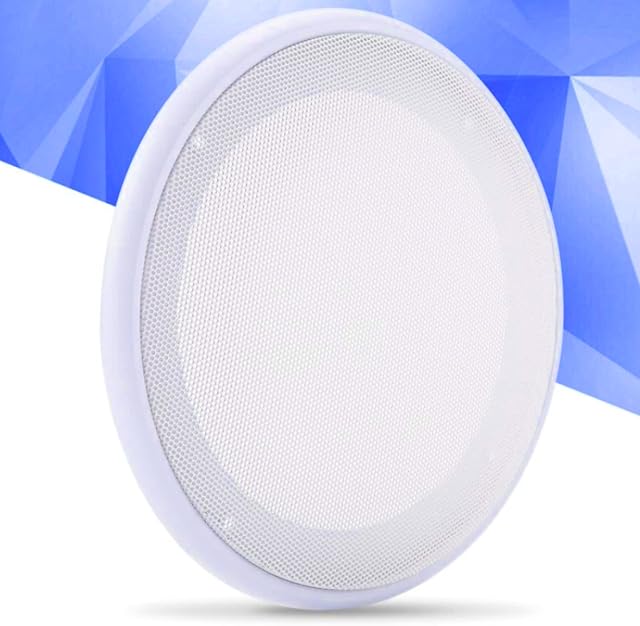 2PCS 8inch Audio Speaker Grill, Decorative Circle ABS+Metal Mesh Car Audio Speaker Cover,White Spray Paint Speaker Mask for Home Speakers, Ceilings, Car Audio Speakers