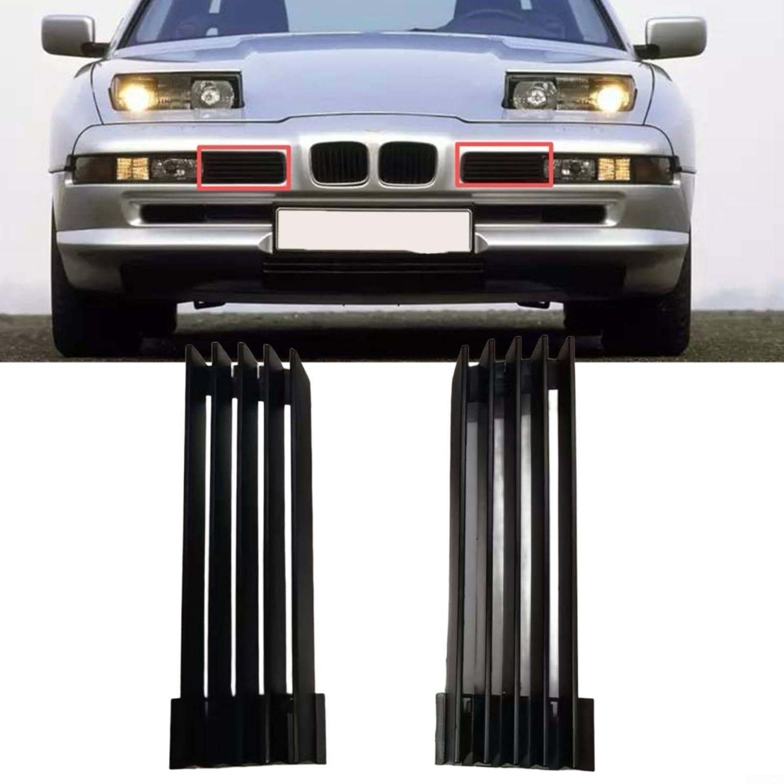Frontstoßstangengitter, 51131940907 51131940908, kompatibel mit BMW E31 840Ci 850i 850Ci 850CSi außen Autozubehör (ein Paar)