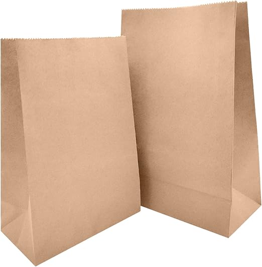 50 Sacchetti Di Carta Kraft Con Manici - 18x23x8.5 Cm - Ecologici E Riutilizzabili Per Regali O Shopping