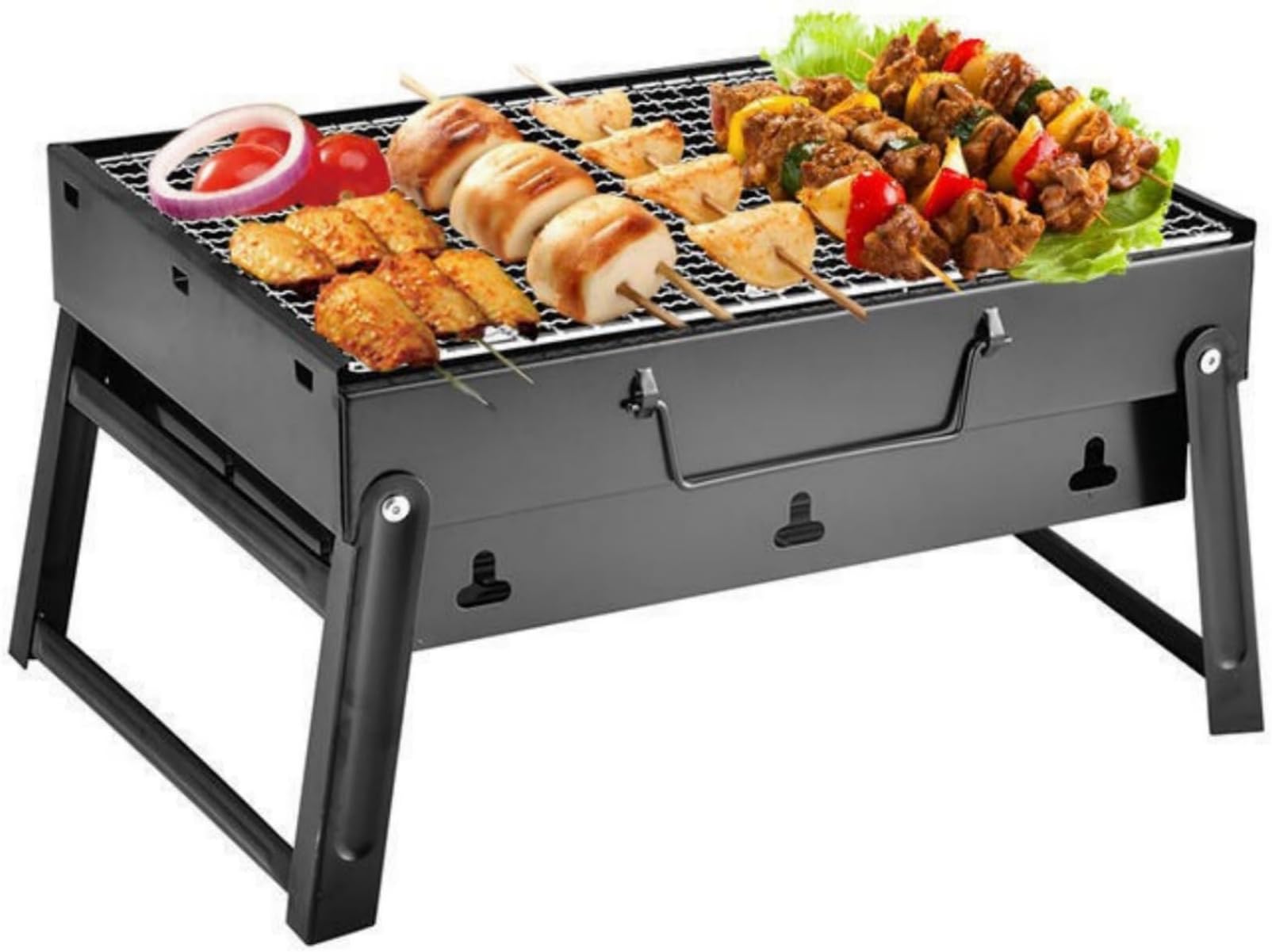 BBQ Barbecue Grill, Portable BBQ Folding Charcoal Barbecue Grill Disposable BBQ Barbecue Smoker Grill Small Stainless Steel Barbecue Grill for Outdoor Camping Garden Picnic Trip Beach