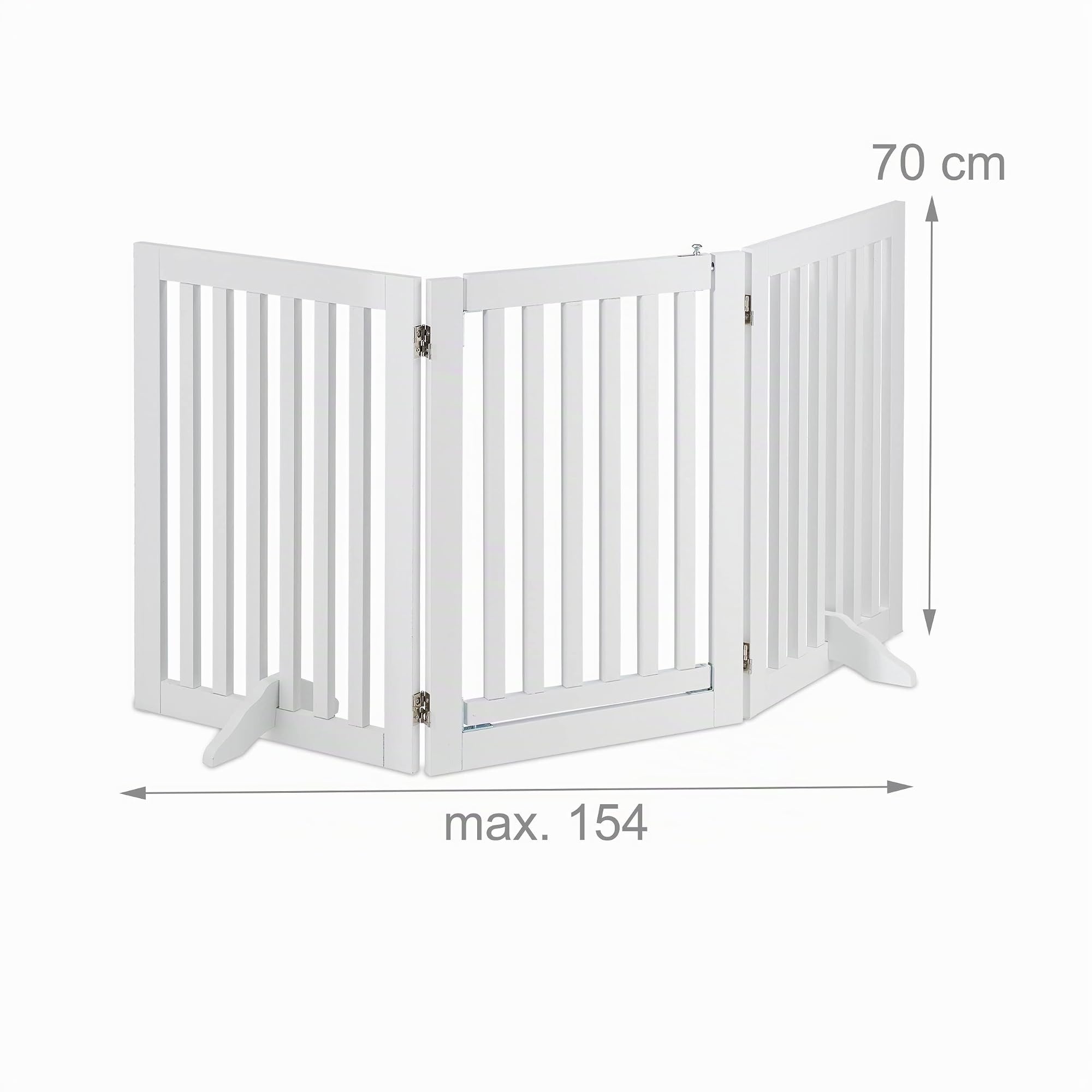Relaxdays Barrière de sécurité Non Fixe, avec Porte et Pieds, Pliable, H x L : 70 x 154 cm, pour Chiens, Blanche