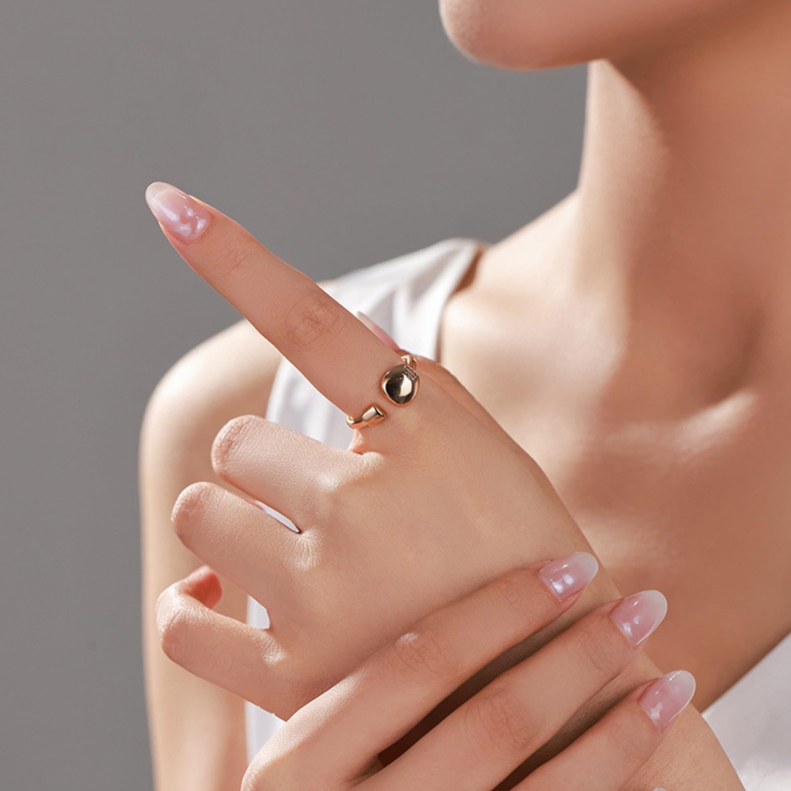 Anillos de compromiso para mujer, oro amarillo, pulido simple y abierto