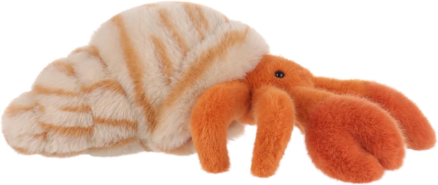 Apricot Lamb Beach Hermit Crab Plush Stuffed Animals for Kids, Soft Cute Plush Toys for Baby Girl and Boy, Fluffy Beach Hermit Crab Orange