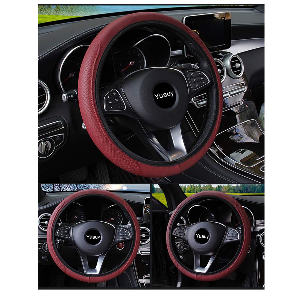 Yuauy Microfiber Leather Steering Wheel Covers Anti-Slip Universal Car Steering Wheel Cover