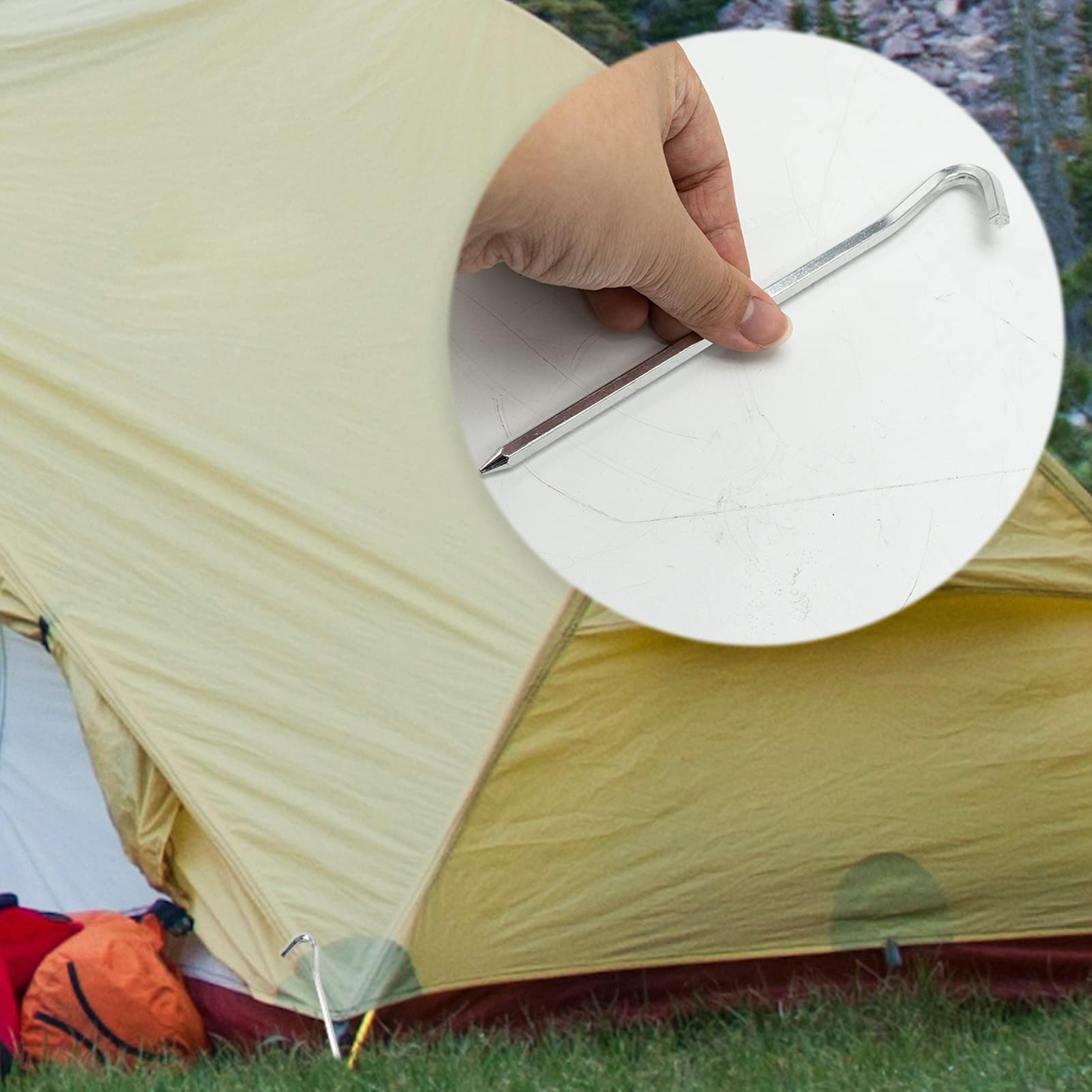 Piquets de Tente, piquets de Camping for Sol Dur for Tente, piquets de Tente – 10 Crochets de Tente Robustes en métal de 18 cm – piquets de Camping en Alliage d'aluminium for Sol Dur