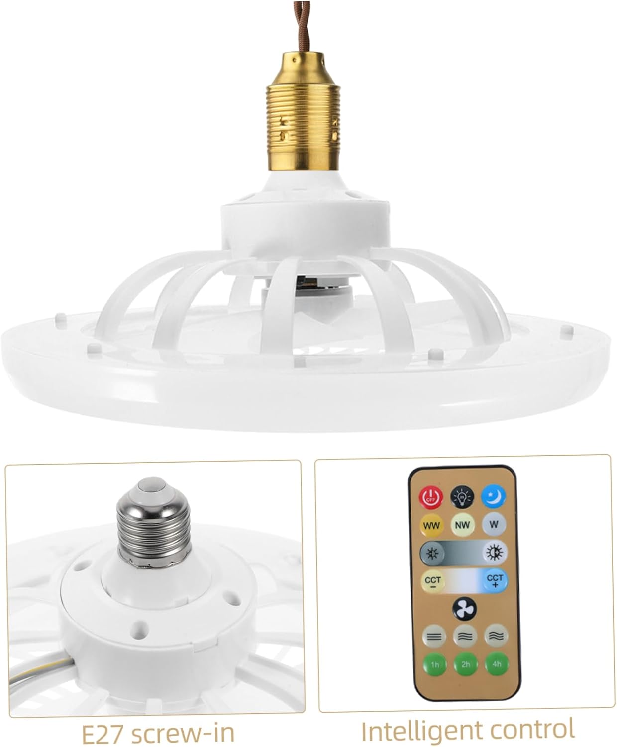 E27 screw-in base of the fan light and remote control